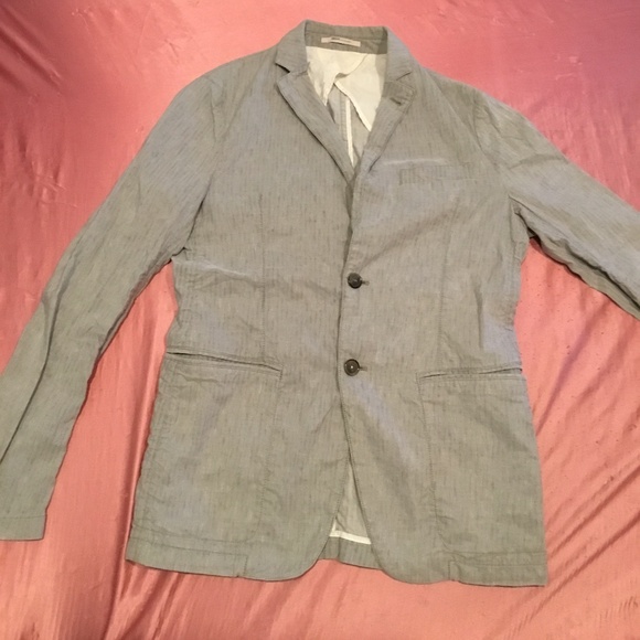 ARMANI Collezioni Gray Linen Unlined Blazer Jacket Size 38 US